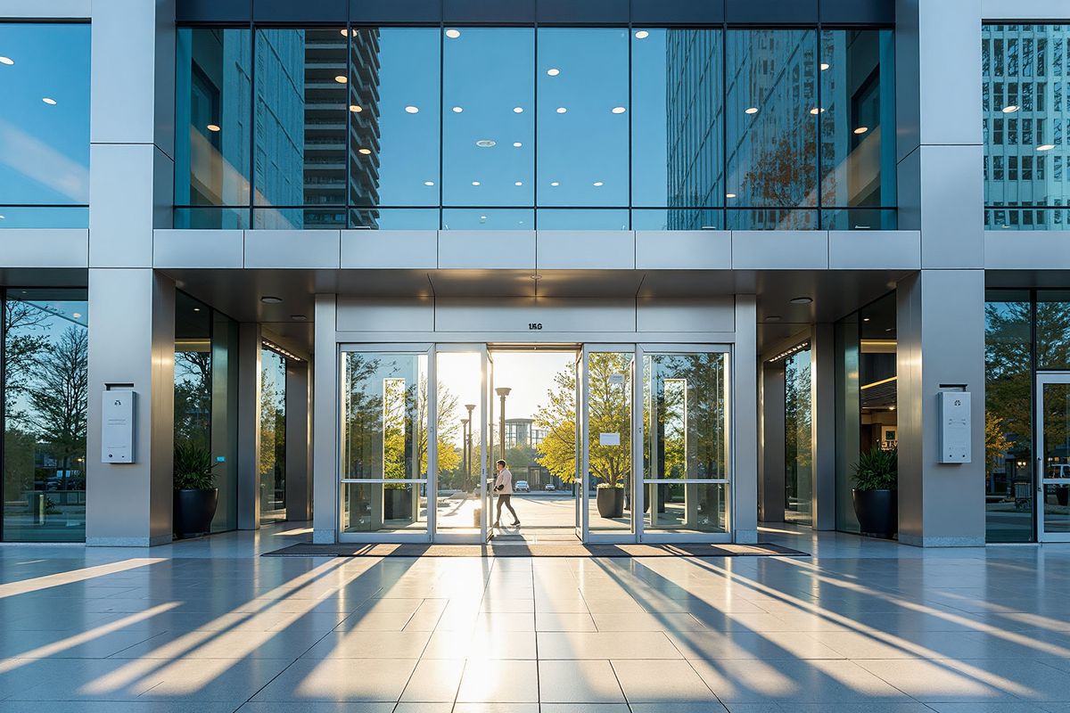 Corporate office building entrance